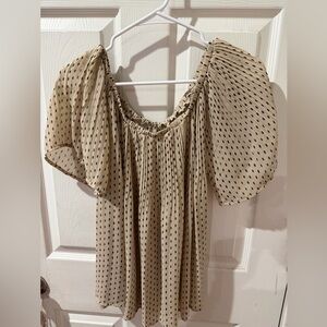 She + Sky Cream and Black Polka Dot Top